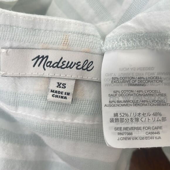 Madewell Palm Tree Sunshine Embroidered Blue White Striped Sleeveless Top XS - Picture 11 of 13